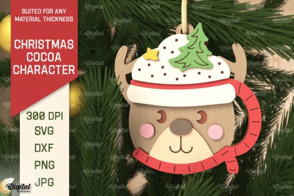3D Christmas Cocoa Reindeer LaserCut for Festive Projects