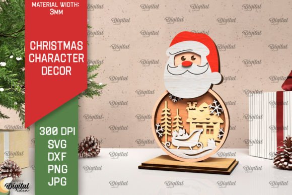 3D Christmas Santa Claus Decor Laser Cut