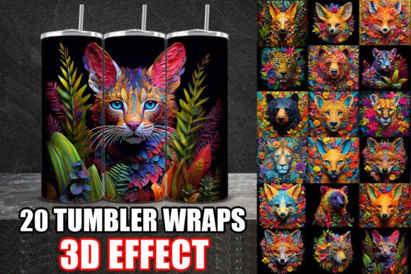 3D Colorful Animals Tumbler Wrap for Vibrant Creations