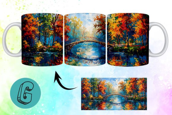 3D Oil Paint Autumn Park Mug Wrap 05 Design