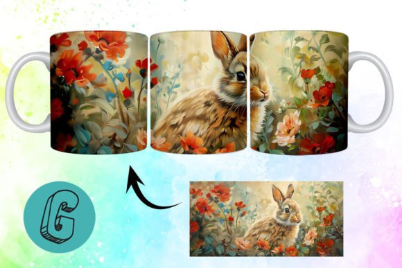3D Oil Paint Easter Bunny Mug Wrap 01: A Creative Download
