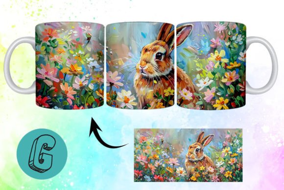 3D Oil Paint Easter Bunny Mug Wrap