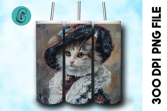 3D Oil Paint Elegant Cat Tumbler Wrap 21