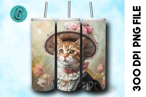 3D Oil Paint Elegant Cat Tumbler Wrap 22