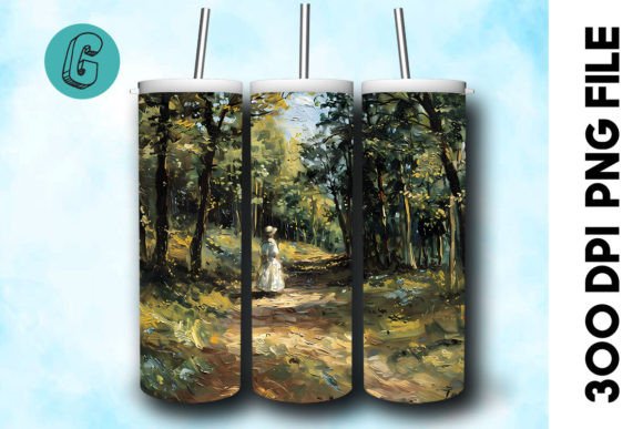 3D Oil Paint Forest Tumbler Wrap: A High-Quality Digital Asset