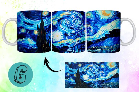 3D Oil Paint Starry Night Mug Wrap 20: Elevate Your DIY Designs