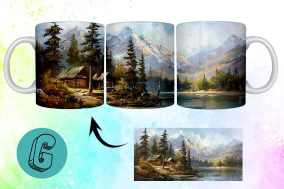 3D Oil Paint Vintage Sence Mug Wrap 04: A Digital Design Asset