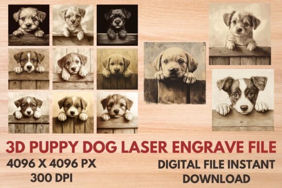 3D Puppy Dog Laser Engrave File for Creative Projects