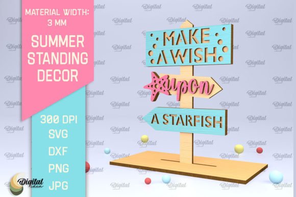 3D Summer Standing Decor Laser Cut