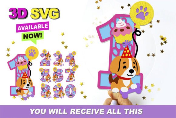 Beagle Numbers 3D SVG: Instant Downloads for Crafters