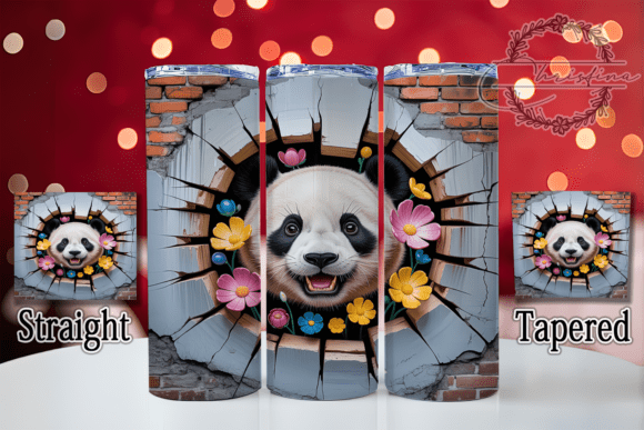 Charming 3D Spring Floral Panda Tumbler Design