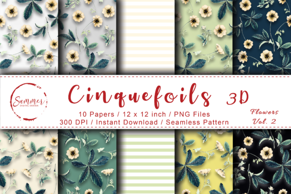 Cinquefoils Seamless Fabric 3D Patterns: Elevate Your Designs