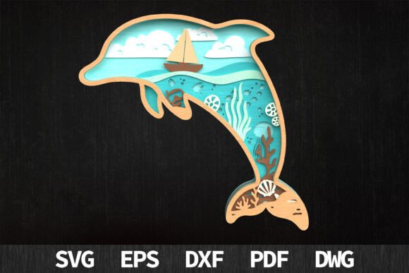 Dolphin Ocean Scene 3D SVG: Dive into Dynamic Design