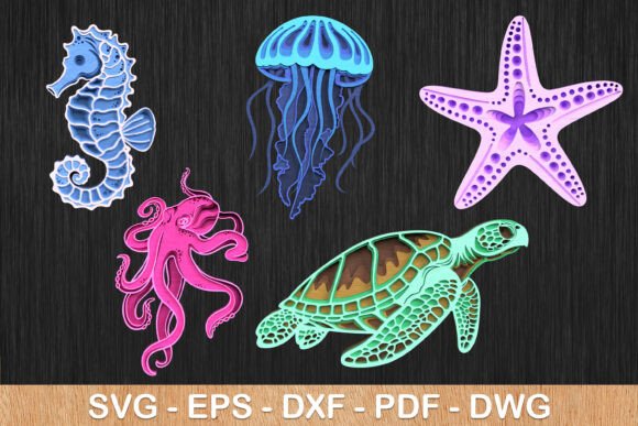 Explore the 3D Ocean Animals SVG Laser Bundle