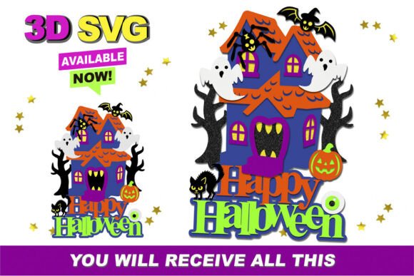 Halloween Haunted House Topper 3D SVG Collection