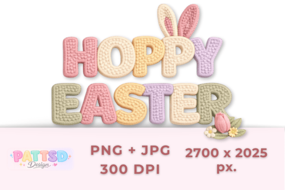 Hoppy Easter 3D Thread Letters JPG/PNG