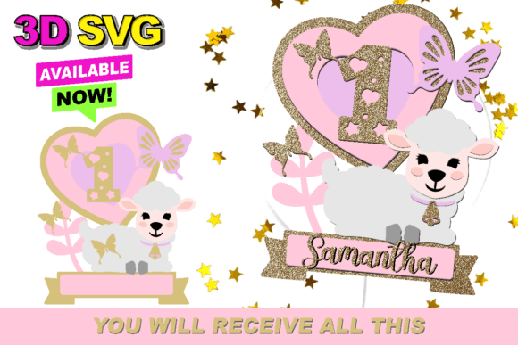 Lamb Cake Topper 3D SVG: Instant Download for Cricut