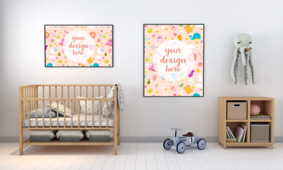 Modern Kids Bedroom Wall Mockup for Creative Designs