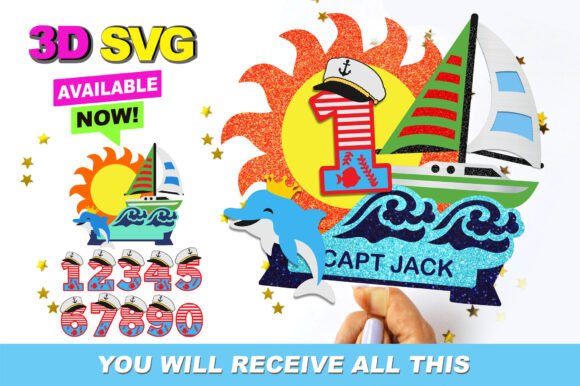 Nautical Cake Topper 3D SVG