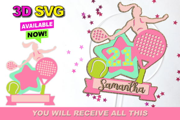 Padel Cake Topper 3D SVG for Cricut & Silhouette
