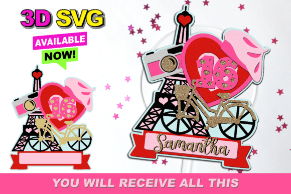 Paris Cake Topper 3D SVG: Instant Elegance for Your Creations