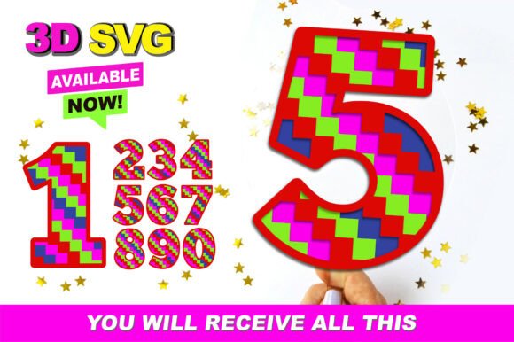 Pixel Numbers 3D SVG: Creative Dimensional Design Files
