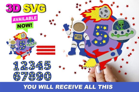 Space Ovni Cake Topper 3D SVG: Elevate Your Party Decor