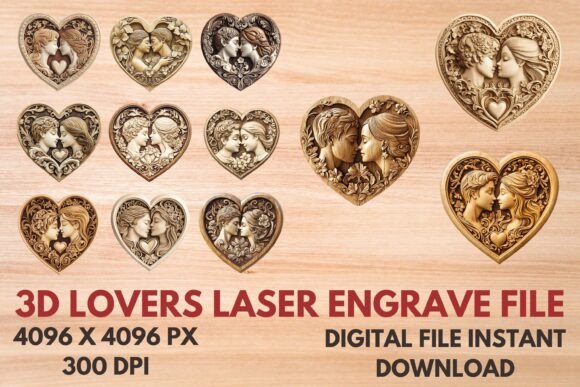 Stunning 3D Lovers Laser Engrave File for Creative Projects