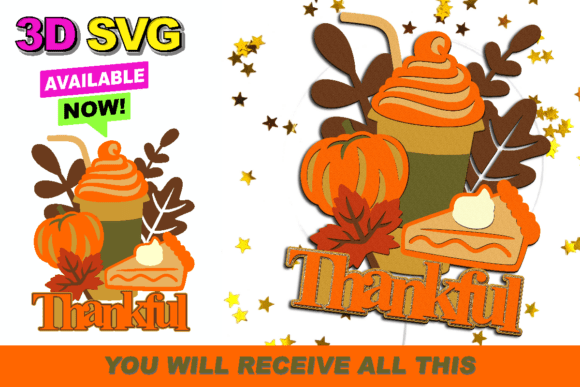 Sweet Pumpkin Cake Topper 3D SVG: Instant Download