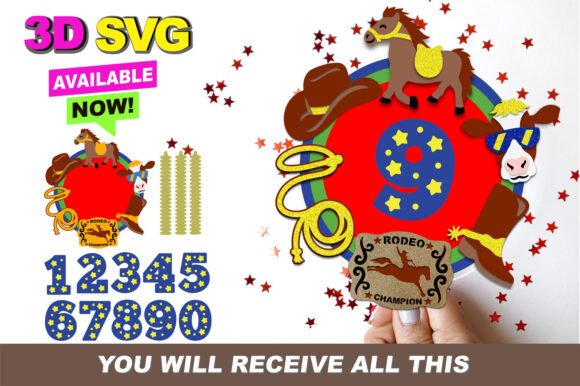 Western Rodeo Cake Topper 3D SVG Collection